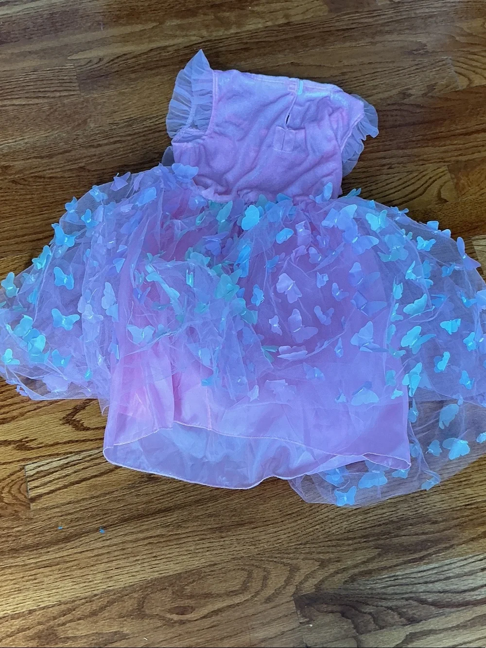 Girls Pink Butterfly Tulle Dress